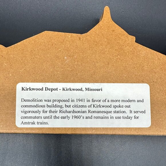 Reinbrook Shelf Sitter Kirkwood Missouri Train Depot Plaque 2006 JC Favorite - Picture 4 of 12